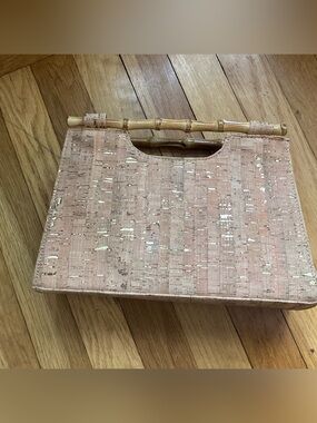 Cork Bamboo Handle Clutch